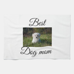 Simple colourful animal add name photo dog mum gif tea towel