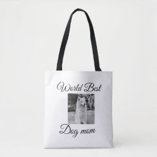Simple colourful animal add name photo dog mum gif tote bag