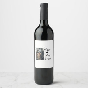 Simple colourful animal add name photo dog mum gif wine label