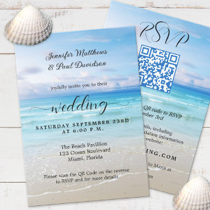 Simple Colourful Beach QR Wedding Invitation