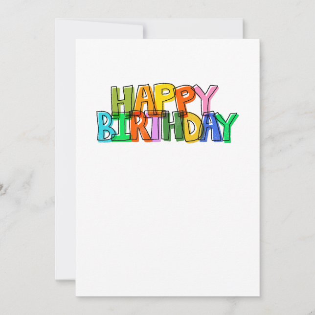 Simple colourful birthday wishes thank you card (Front)