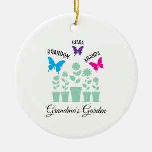Simple Colourful Butterflies Grandchildren Grandma Ceramic Ornament