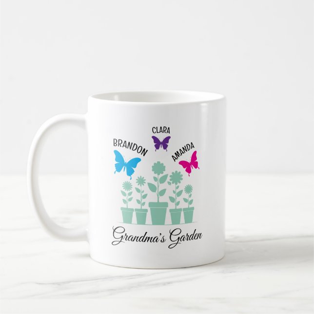 Simple Colourful Butterflies Grandchildren Grandma Coffee Mug (Left)