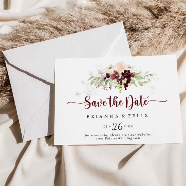 Simple Colourful Classic Floral Horizontal Wedding Save The Date (Creator Uploaded)