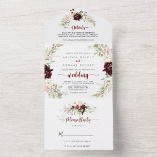 Simple Colourful Classic Floral Wedding    All In One Invitation