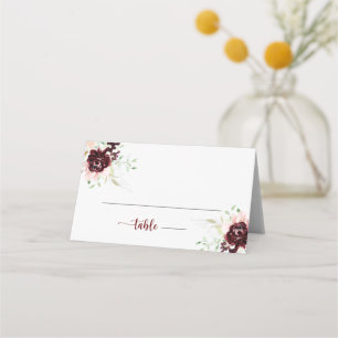 Simple Colourful Classic Floral Wedding  Place Card
