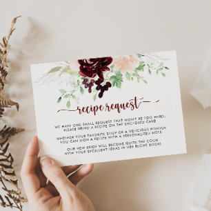 Simple Colourful Classic Wedding Recipe Request Enclosure Card