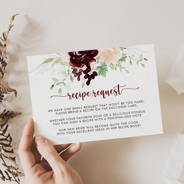 Simple Colourful Classic Wedding Recipe Request   Enclosure Card (Creator Uploaded)