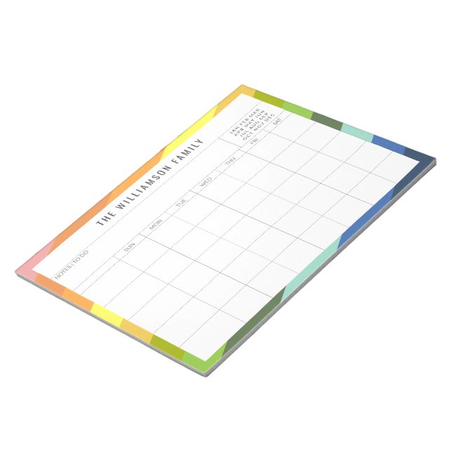 Simple Colourful Custom Family Planner Calendar Notepad (Angled)