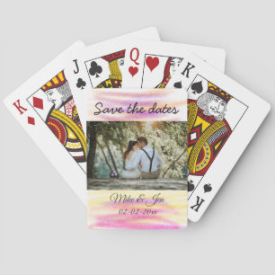 simple colourful custom save the date photo name i playing cards