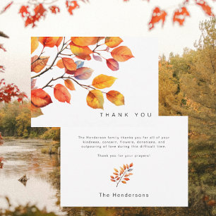 Simple Colourful Fall Foliage Funeral Thank You