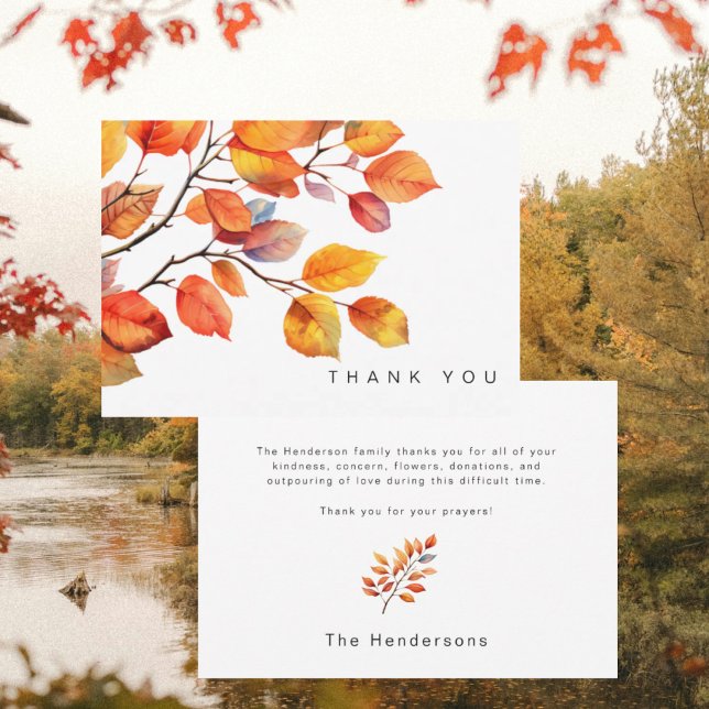Simple Colourful Fall Foliage Funeral Thank You Card (Creator Uploaded)