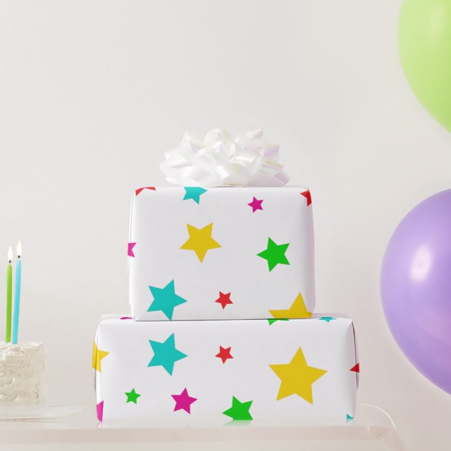 Simple Colourful Festive Star Pattern Wrapping Paper (Party Gifts)