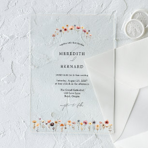 Simple Colourful Floral Wedding Acrylic Invitations