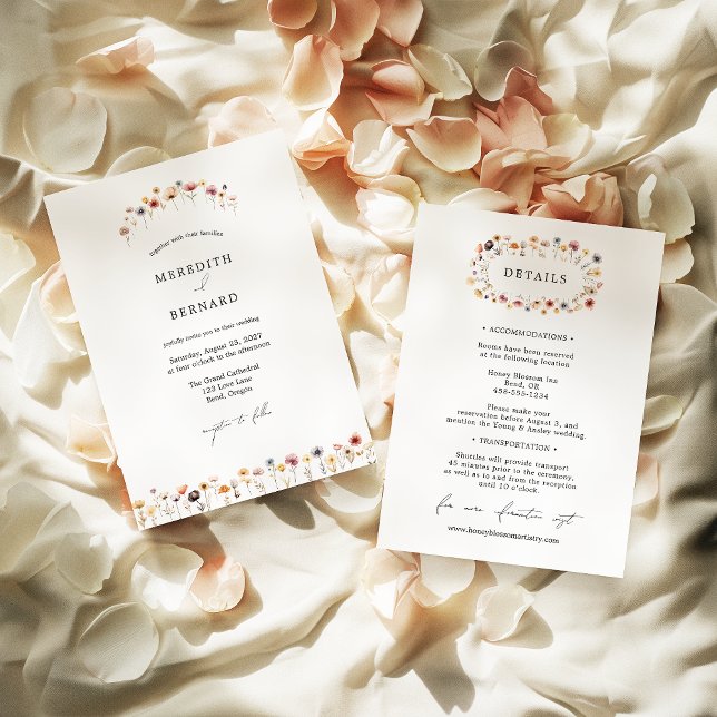 Simple Colourful Floral Wedding Details and Invitation (Creator Uploaded)