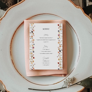 Simple Colourful Floral Wedding Menu