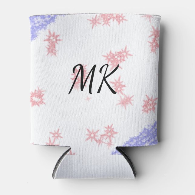 Simple colourful glitter spark pattern add monogra can cooler (Front)