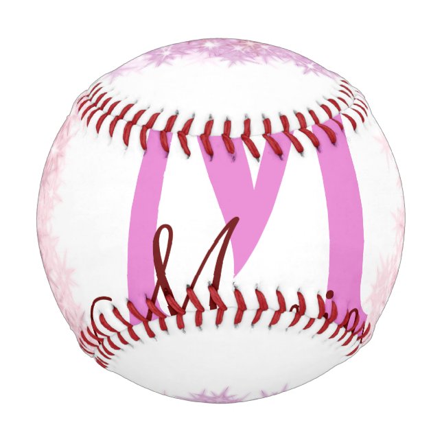 Simple colourful glitter sparkle add name monogram baseball (Front)
