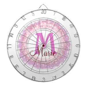 Simple colourful glitter sparkle add name monogram dartboard