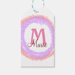 Simple colourful glitter sparkle add name monogram gift tags
