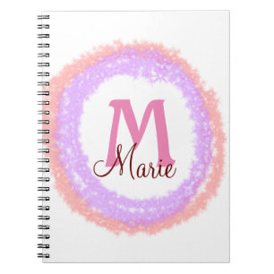 Simple colourful glitter sparkle add name monogram notebook
