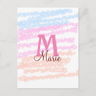 Simple colourful glitter sparkle add name monogram postcard