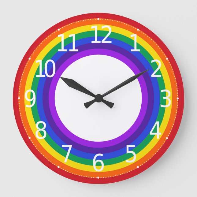 Simple Colourful LGBT Pride Rainbow | Wall Clock (Front)