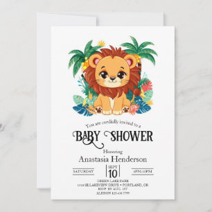 Simple Colourful Lion Digital Baby Shower Invitation