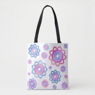 Simple Colourful Lotus Flower Pink Pastel Green Tote Bag