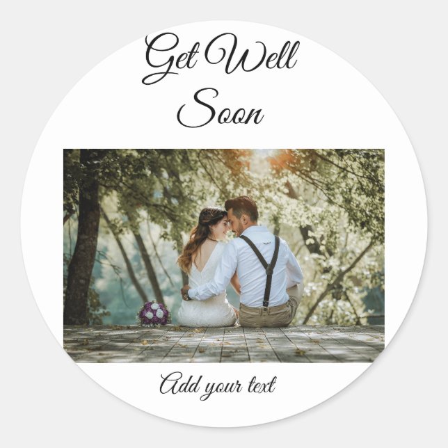 simple colourful minimal loving get well soon classic round sticker (Front)