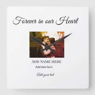 simple colourful minimal loving memory sympathy ad square wall clock