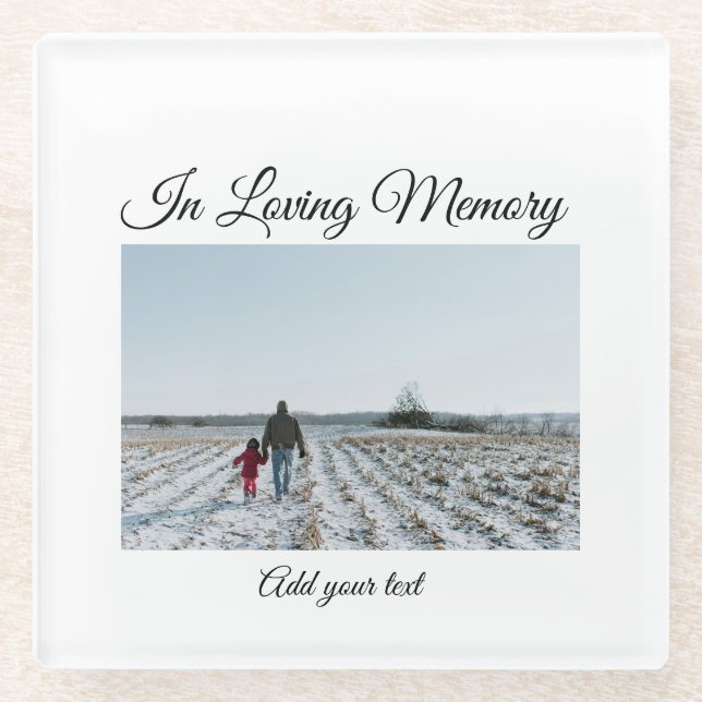 simple colourful minimal loving memory sympathy glass coaster (Front)