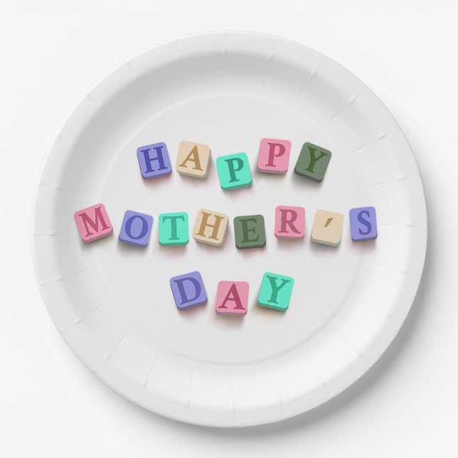 Simple Colourful Mother's Day Tiles | Paper Plate (Front)