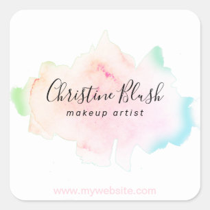 Simple Colourful Pastel Watercolour Splash MUA Square Sticker