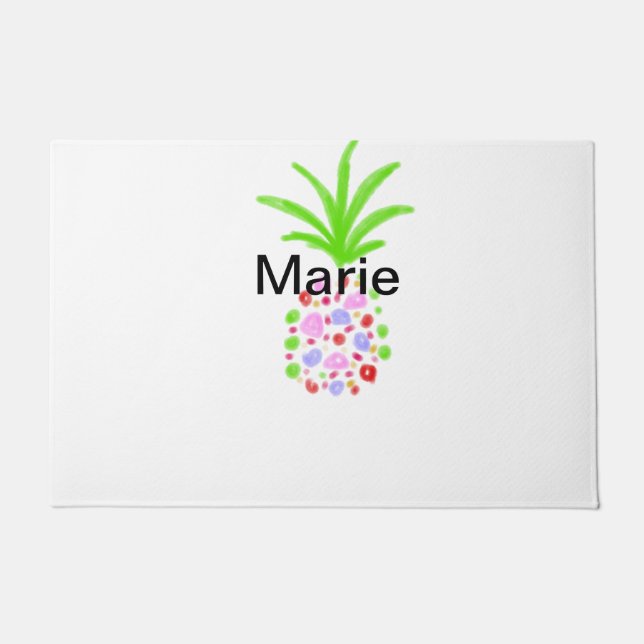 Simple colourful pineapple add name minimal custom doormat (Front)