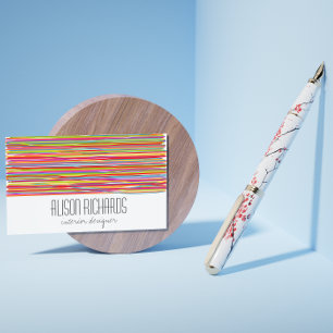 Simple Colourful rainbow stripes interior design Business Card