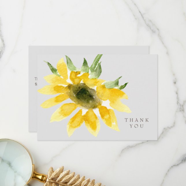 Simple Colourful Sunflower Funeral Thank You Card (Front/Back In Situ)