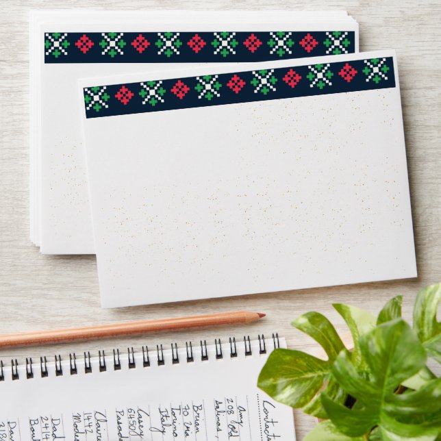 Simple Colourful Ugly Sweater Pattern Christmas Envelope (Stacked)
