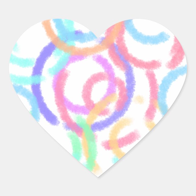 Simple colourful watercolor circle handmade  heart sticker (Front)