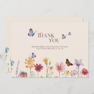 Simple Colourful Wildflower Baby Shower Thank You Card