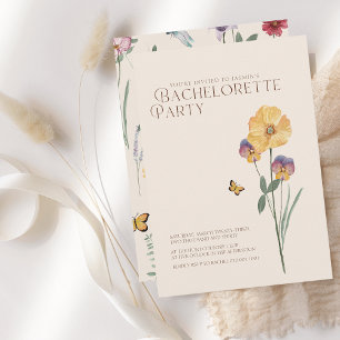 Simple Colourful Wildflower Bachelorette Party Invitation