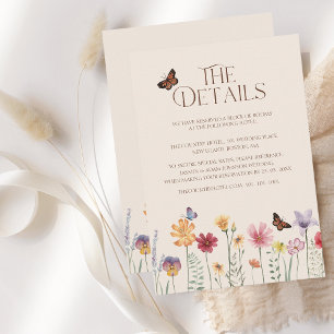 Simple Colourful Wildflower Floral Wedding Details Enclosure Card