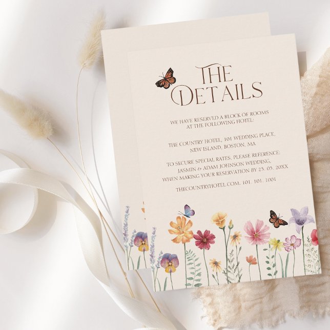 Simple Colourful Wildflower Floral Wedding Details Enclosure Card (Simple Colorful Wildflower Floral Wedding The Details Card)