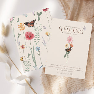 Simple Colourful Wildflower Floral Wedding Invitation
