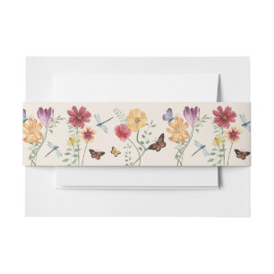 Simple Colourful Wildflower Floral Wedding Invitation Belly Band
