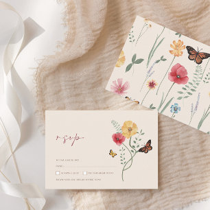 Simple Colourful Wildflower Floral Wedding RSVP Card