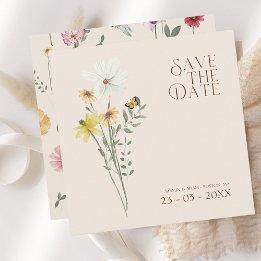 Simple Colourful Wildflower Floral Wedding Save The Date
