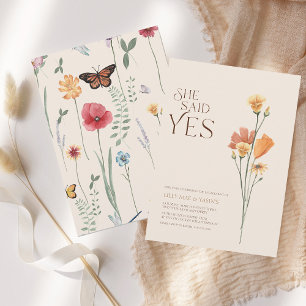 Simple Colourful Wildflower She Said Yes Engagemen Invitation