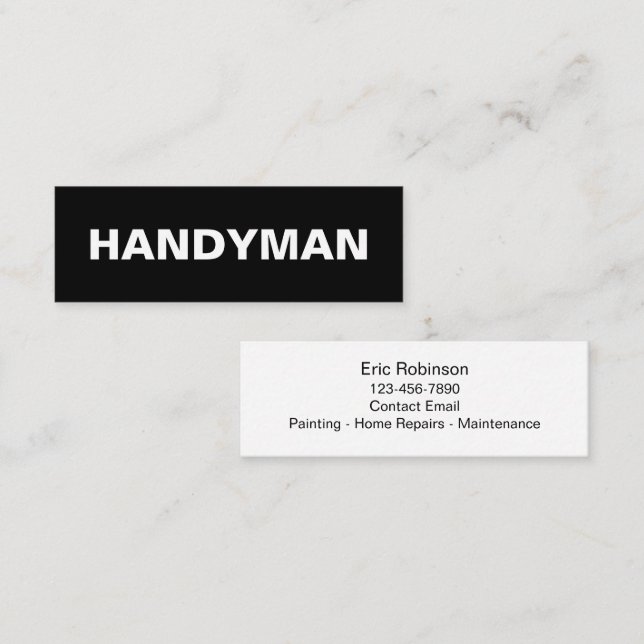 Simple Compact Handyman Business Cards Budget (Front/Back)