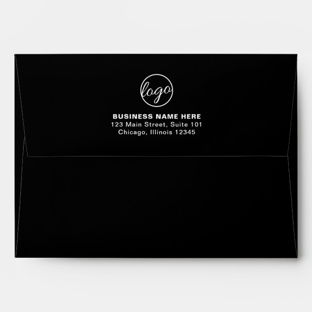 Simple Company Branding Business Logo Black Envelope (Back (Top Flap))